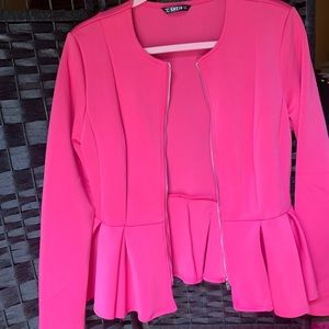 pink Zip-up blazer